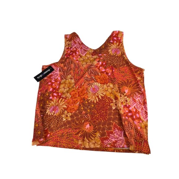 Thomas & Olivia Burnt Orange Floral Tank Top with Chain Detail Size S NWT - Picture 3 of 6